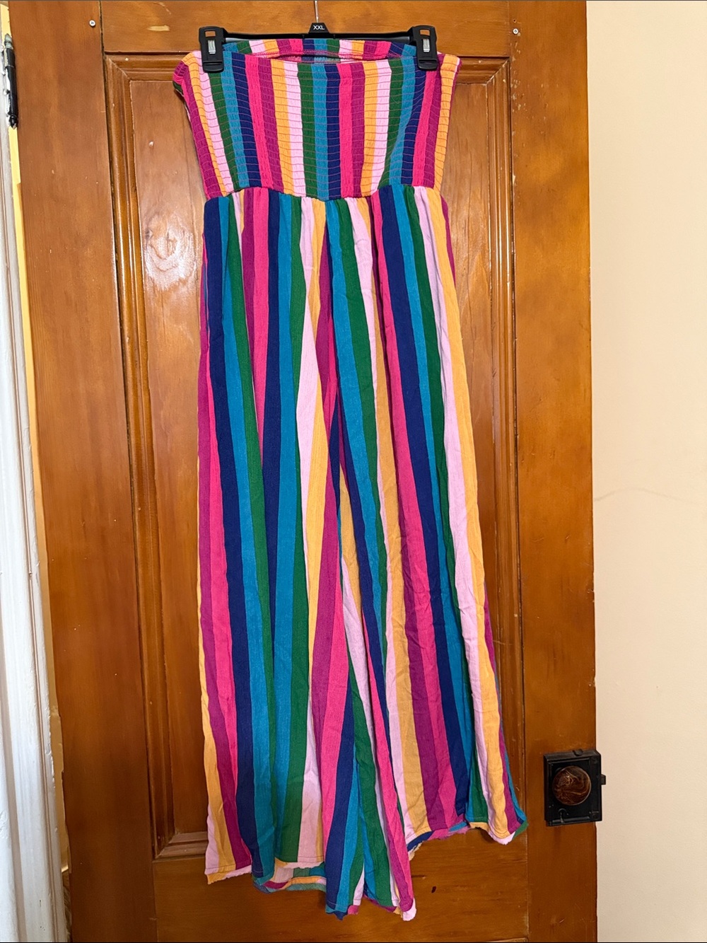 torrid Multicolor Stripe Strapless Jumpsuit - Pink, Green, Blue, Yellow - Picture 3 of 4